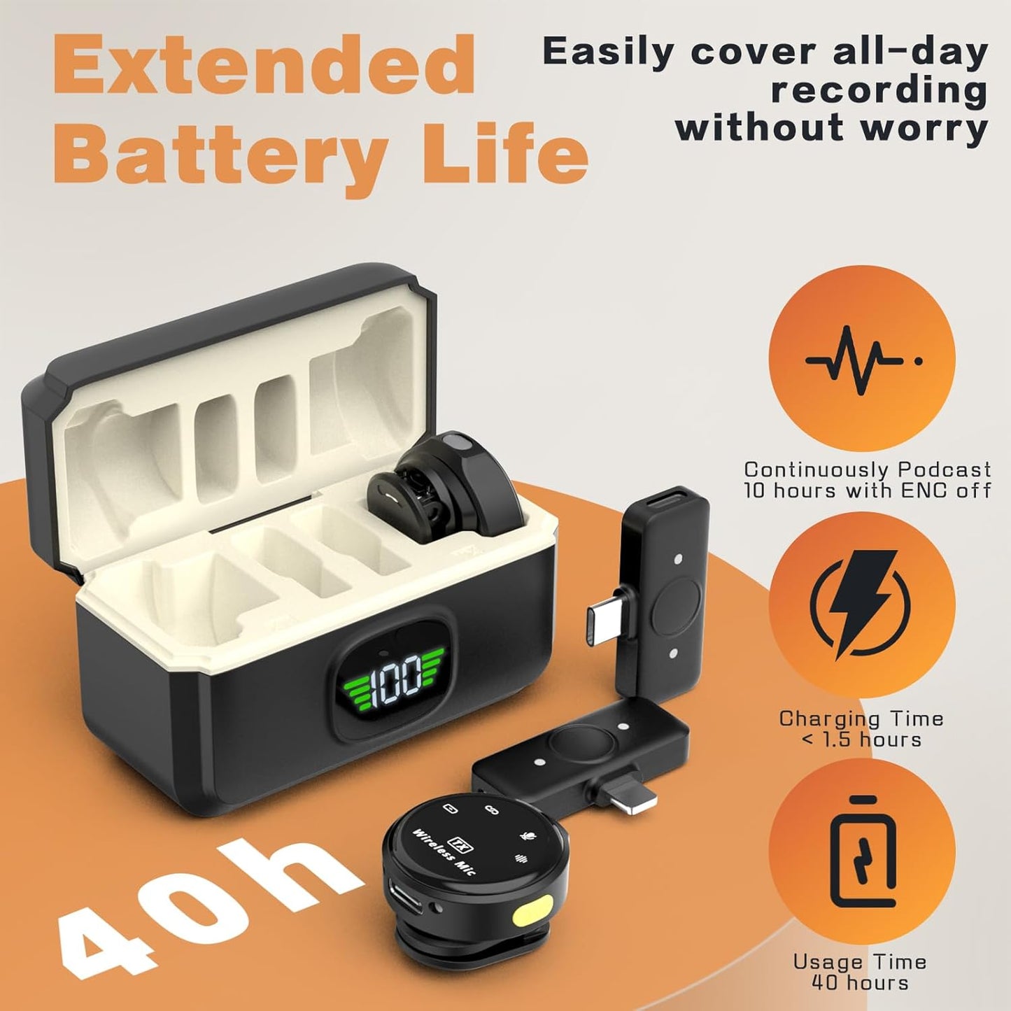 Lavalier Wireless Microphone for iPhone/Camera/PC/Laptop,Lightning/USB-C/Plug,Ultra-Low Latency,360° HD Recording,Intelligent Noise Reduction, Suitable for Video Recording and Streaming