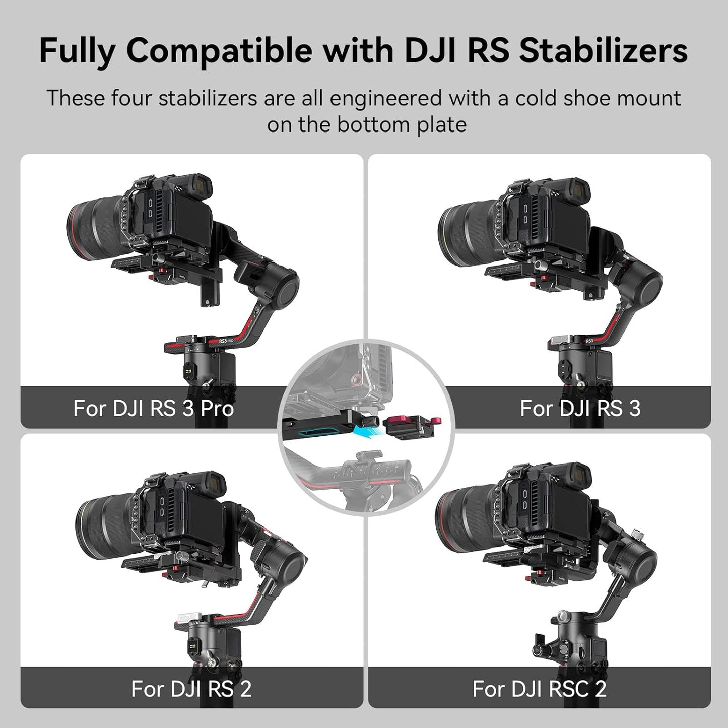 SMALLRIG Mini V Mount Battery Plate for DJI RS 3 / RS 3 Pro/RS 2 / RSC 2 Gimbals, Comes with V-Lock, Cold Shoe & 1/4"-20 Threaded Holes for V Mount Battery & NP-F Battery - 4189