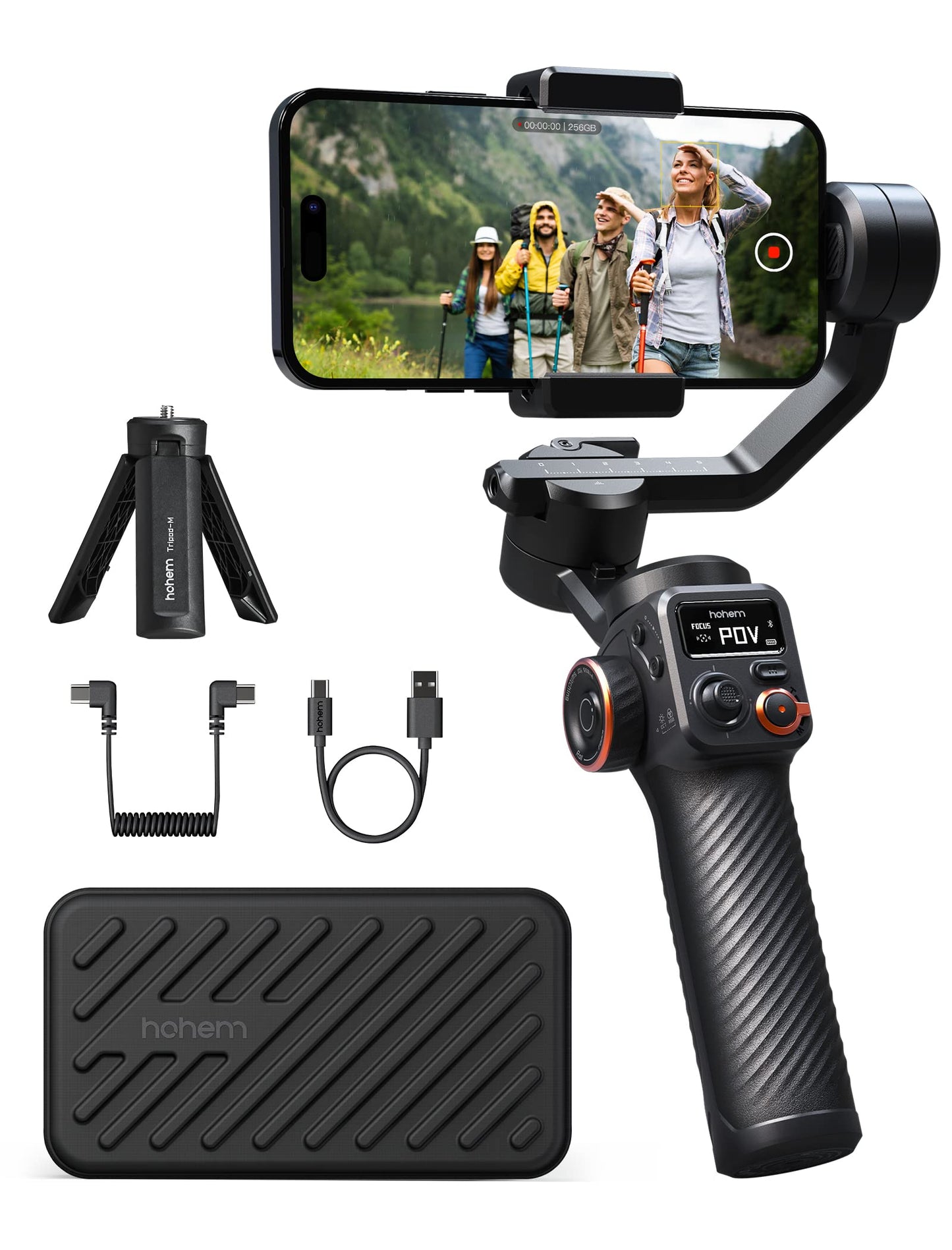 hohem iSteady M6 Kit Gimbal Stabilizer for Smartphone, 3-Axis Phone Gimbal with AI Tracking, Magnetic Fill Light, 18H Long Lasting Battery Stabilizer for iPhone & Android, Ideal for Video Recording