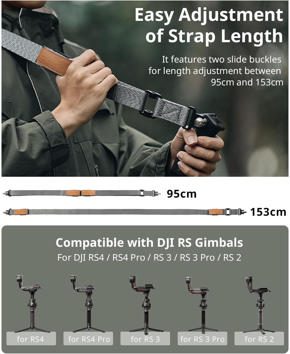 SmallRig RS3 RS2 Weight-Reducing Shoulder Strap Compatible with Sling Handle for DJI, Gimbal Belt with QD Quick Release Buckles for DJI RS4 / RS4 Pro/RS 3 / RS 3 Pro/RS 2