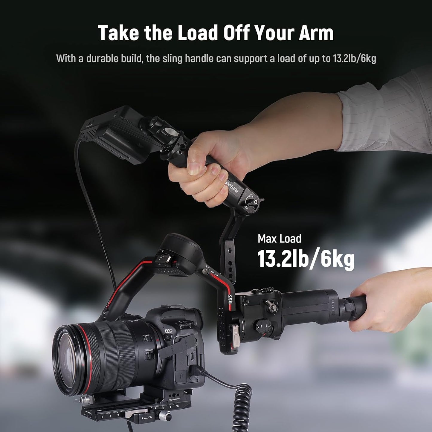 NEEWER RS4 RS3 Adjustable Gimbal Sling Handle Grip with NATO Rail, Compatible with DJI RS4 RS4 Pro RS3 RS3 Pro RS3 Mini RS2 RSC2 Ronin-S Ronin-SC for Low Angle Shot, Max Load 13.2lb, ST49