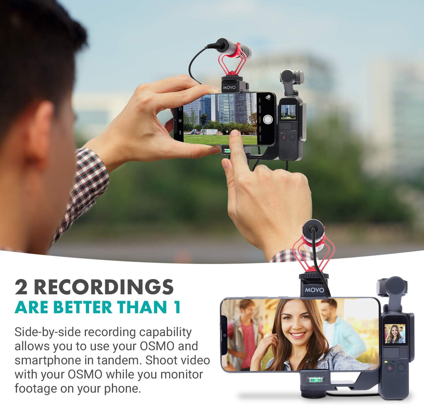 Movo OPR-50 Smartphone Video Rig Compatible with DJI OSMO Pocket 1, 2 - Includes Mount and 2X Shoe Mount for Microphone, Light, and More - Phone Stabilizer for Video Recording