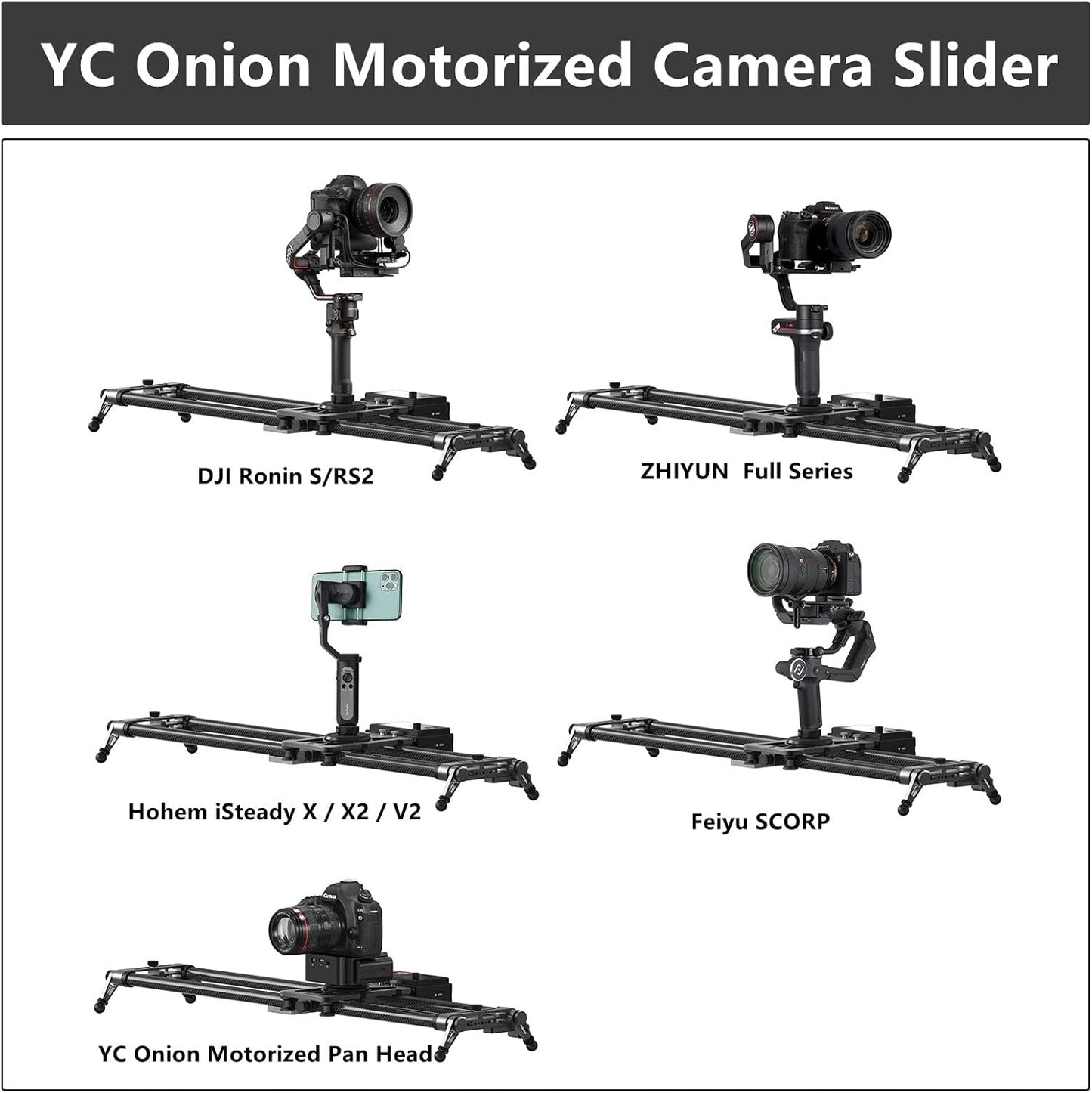 100cm Slider Motorized Camera Slider Video Camera 4 Axis Link and Crane Webill Smooth Series/Ronin RS2/RS3 Pro Stabilizer, Video & Time-Lapse Mode, Carbon Fiber Rail High Load