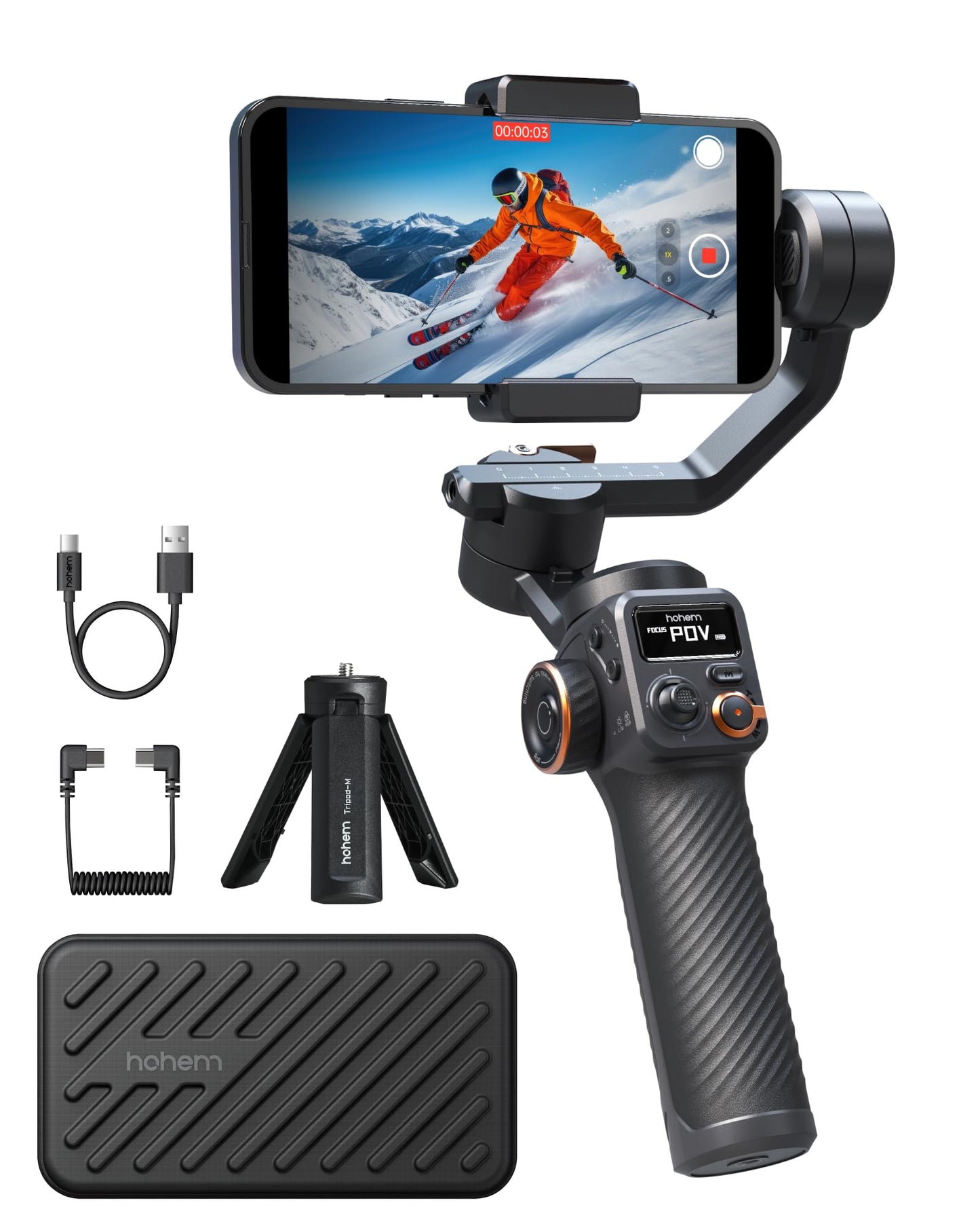 Hohem iSteady M6 Kit Smartphone Gimbal Stabilizer, Magnetic AI Tracking Sensor Fill Light, OLED Display, 3-Axis Phone Gimbal for iPhone Android, Phone Stabilizer for Video Recording, YouTube TikTok