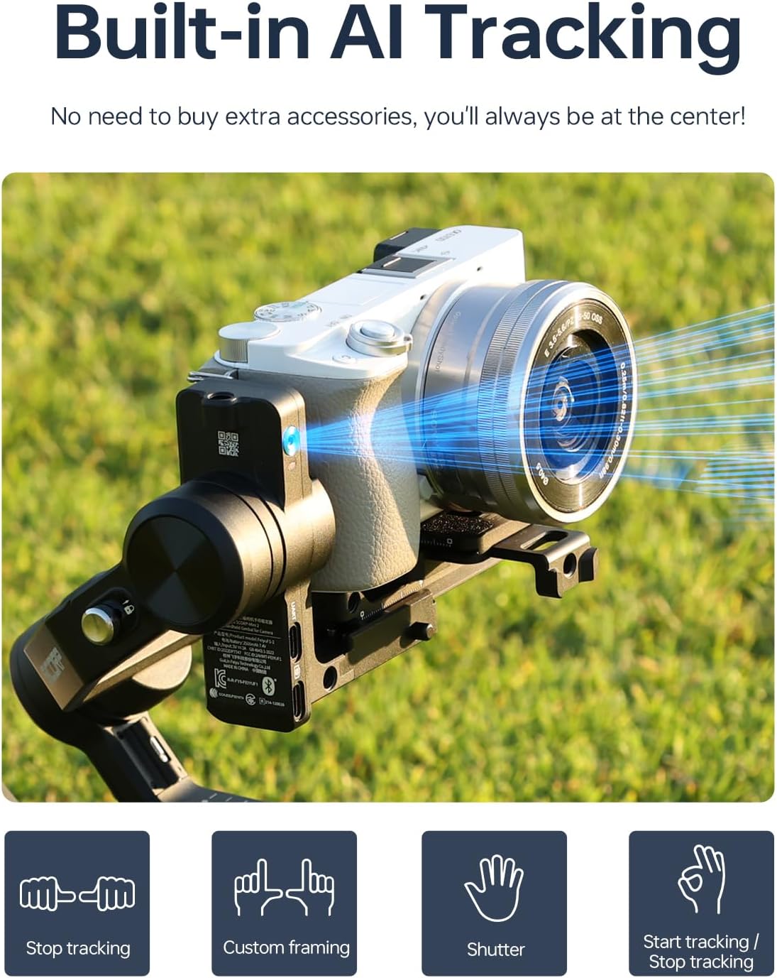 Feiyu SCORP Mini-2 Combo All-in-1 Gimbal Stabilizer for Cameras & Smartphones, 1.3" OLED Touchscreen, Integrated AI Tracking, 2.65lb Payload. 3-Axis Handheld Gimbal Compatible with GoPro, Sony, iPhone