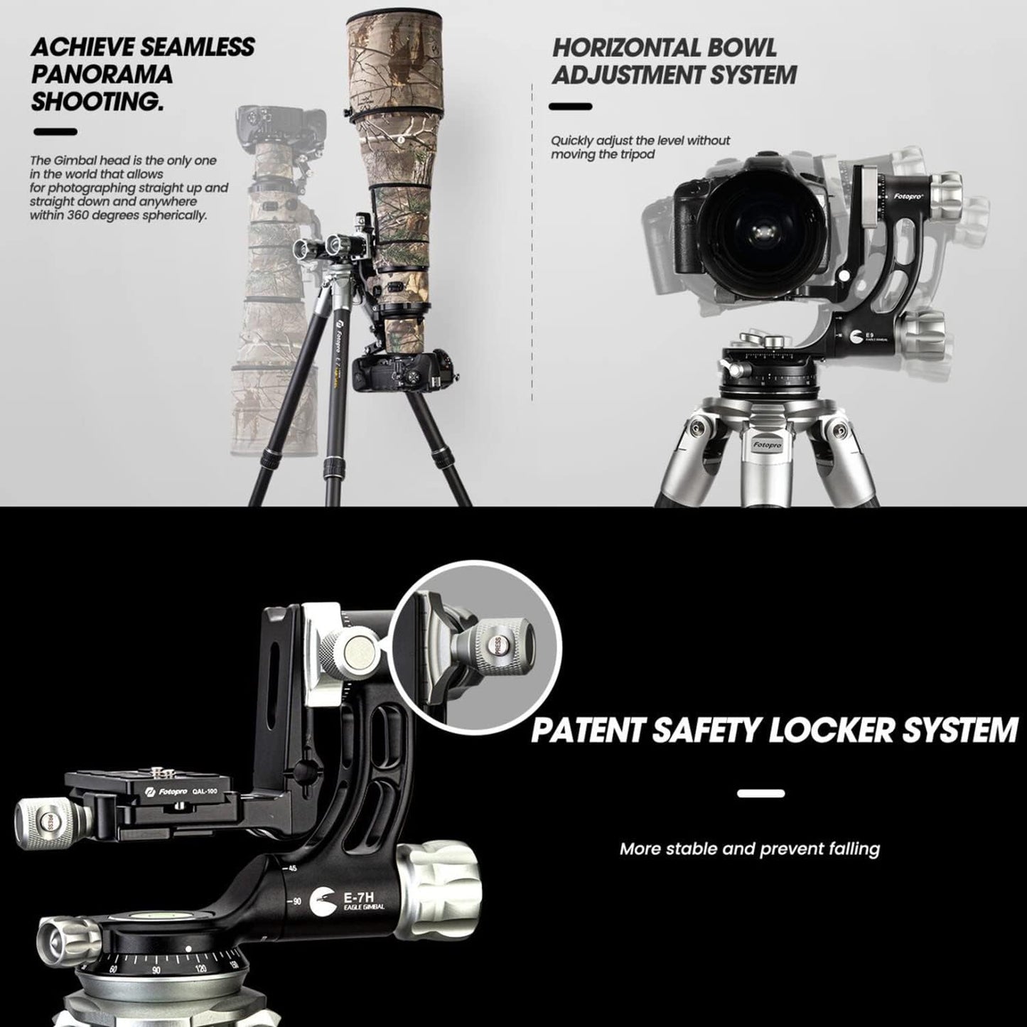 Fotopro E-6H Gimbal Head,Gimbal Head, Large Lens Head,Wildlife Photography Head, Sports Photography Head, Astrophotography Head