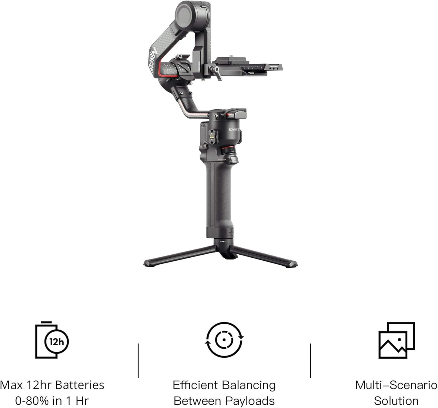DJI RS 2 Full-Color LCD Touchscreen Gimbal Stabilizer with Cinematic Sharpness, Titan Stabilization Algorithm, Carbon Fiber Axis Arm, and Built-in Front Dial (Renewed)