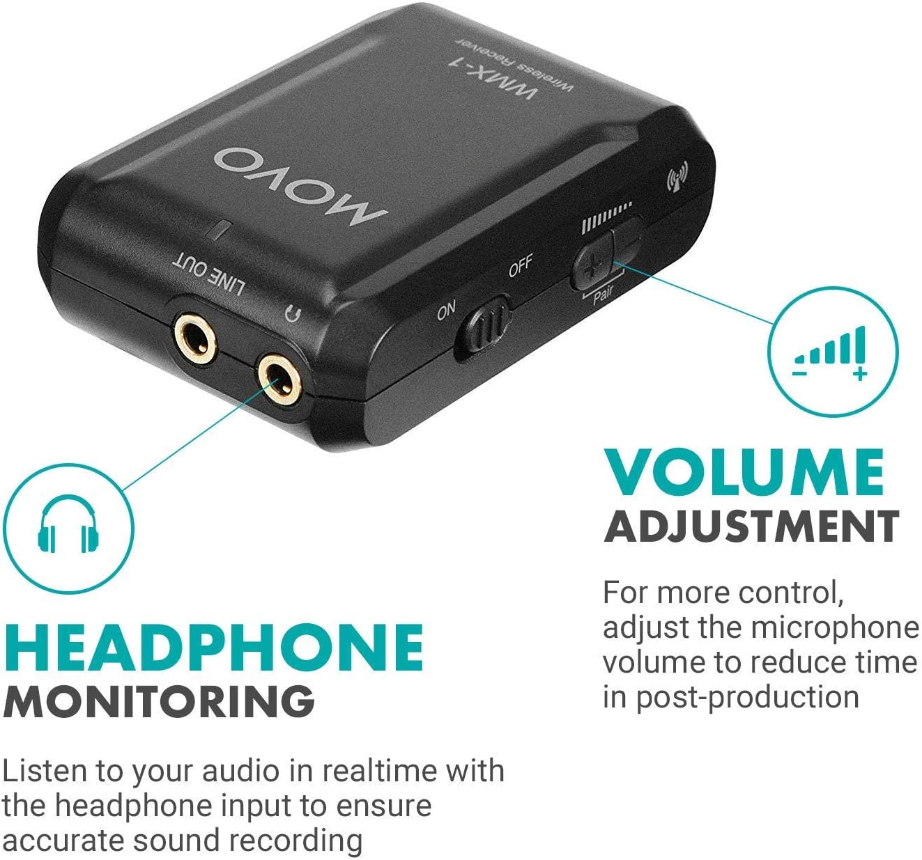 Movo WMX-1-DUO 2.4GHz Dual Wireless Lavalier Microphone System, Compatible with DSLR Cameras, Camcorders, iPhone, Android Smartphones, and Tablets, 200ft Audio Range, Great for Teaching Tutorials