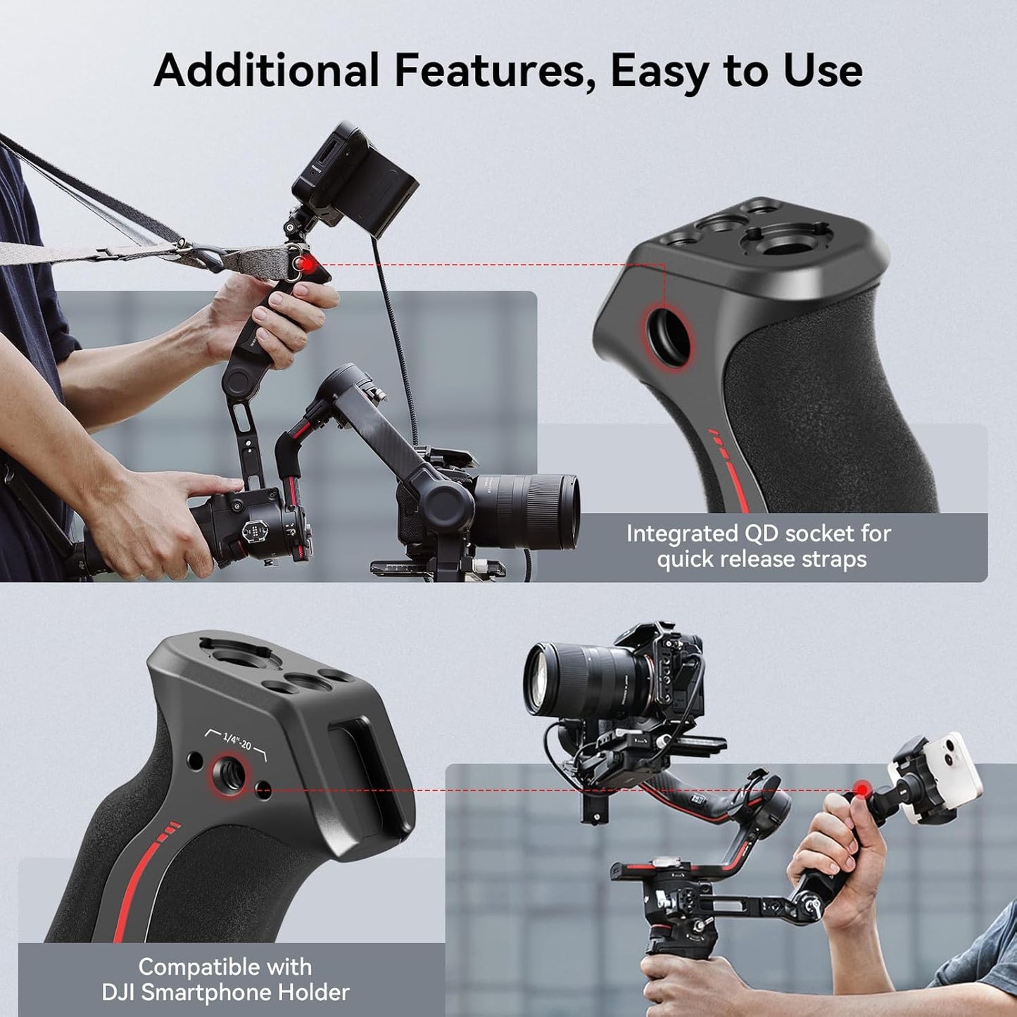 SmallRig Adjustable Sling Handgrip Gimbal Sling Handle for DJI RS 4 Mini, RS 4, RS 4 Pro, RS 3 Mini, RS 3, RS 3 Pro, RS 2, RSC 2 Stabilizer, 13.2lb Load, Ergonomic Grip for Low Angle Shots