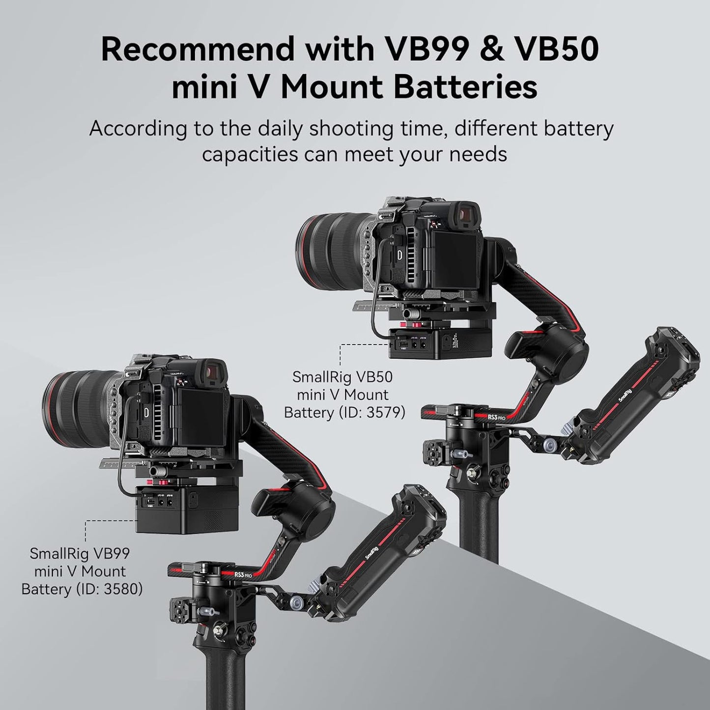 SMALLRIG Mini V Mount Battery Plate for DJI RS 3 / RS 3 Pro/RS 2 / RSC 2 Gimbals, Comes with V-Lock, Cold Shoe & 1/4"-20 Threaded Holes for V Mount Battery & NP-F Battery - 4189