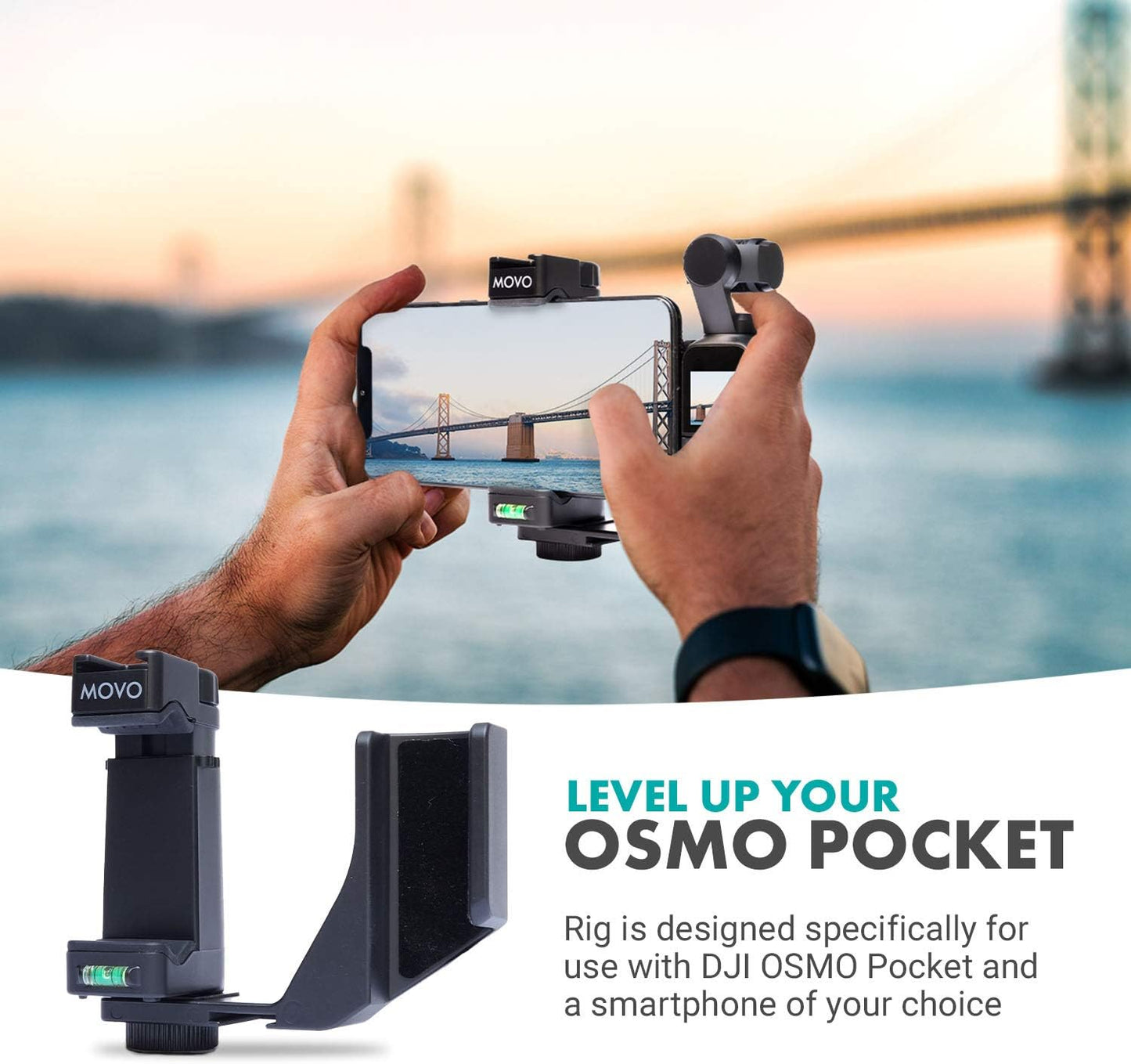 Movo OPR-50 Smartphone Video Rig Compatible with DJI OSMO Pocket 1, 2 - Includes Mount and 2X Shoe Mount for Microphone, Light, and More - Phone Stabilizer for Video Recording