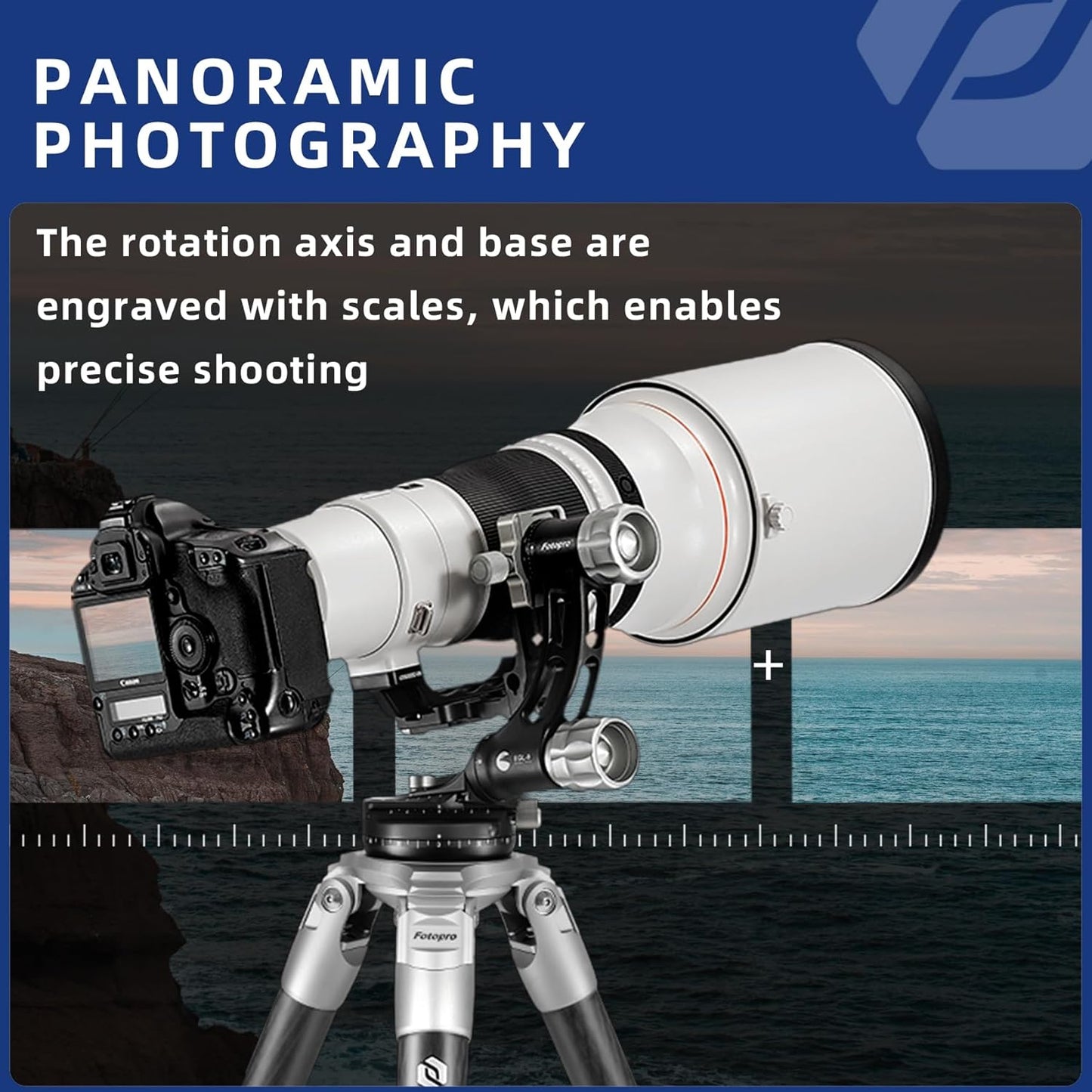 Fotopro E-6H Gimbal Head,Professional Tripod Head, Large Lens Head,Wildlife Photography Head, Sports Photography Head, Astrophotography Head