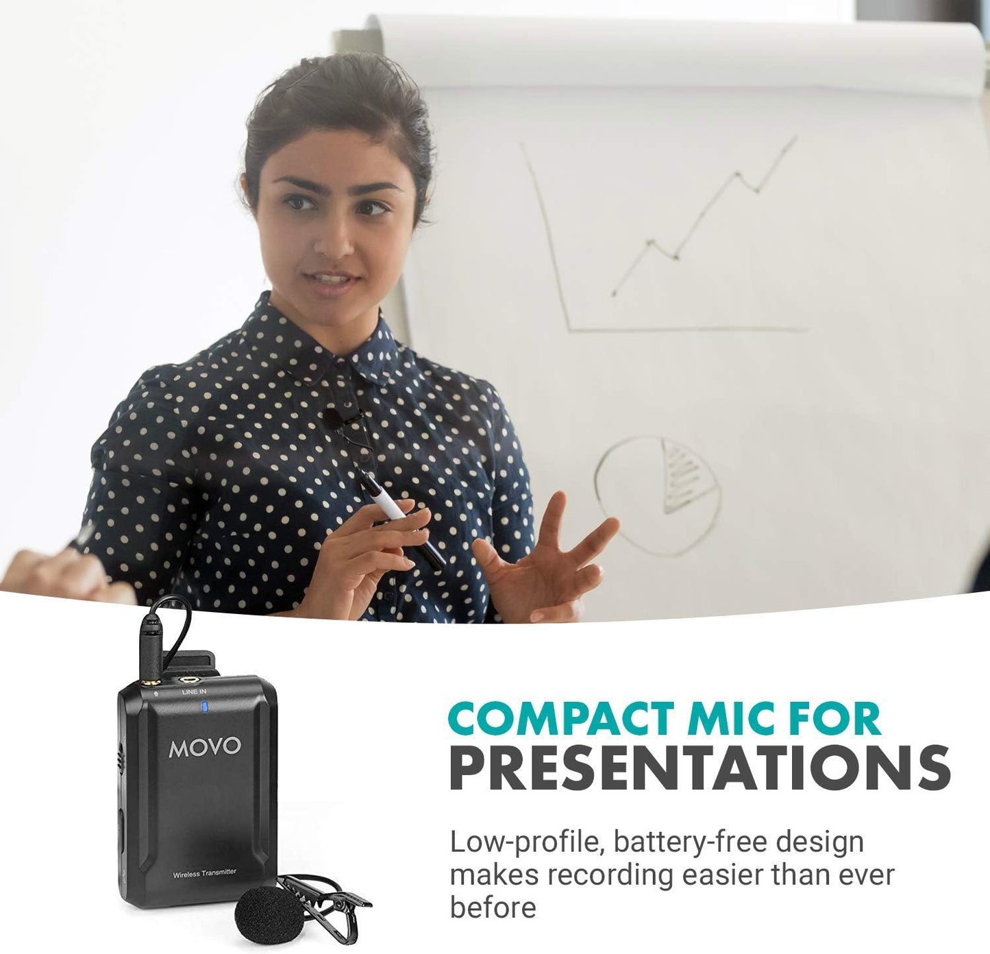 Movo Edge-DI-Duo Wireless Lavalier for iPhone - Perfect Compact Lav Mic for Smartphone Gimbal Stabilizer - Great for Vlogging, Filming, Teachers, and More - Compatible with DJI Osmo OM 4, 5