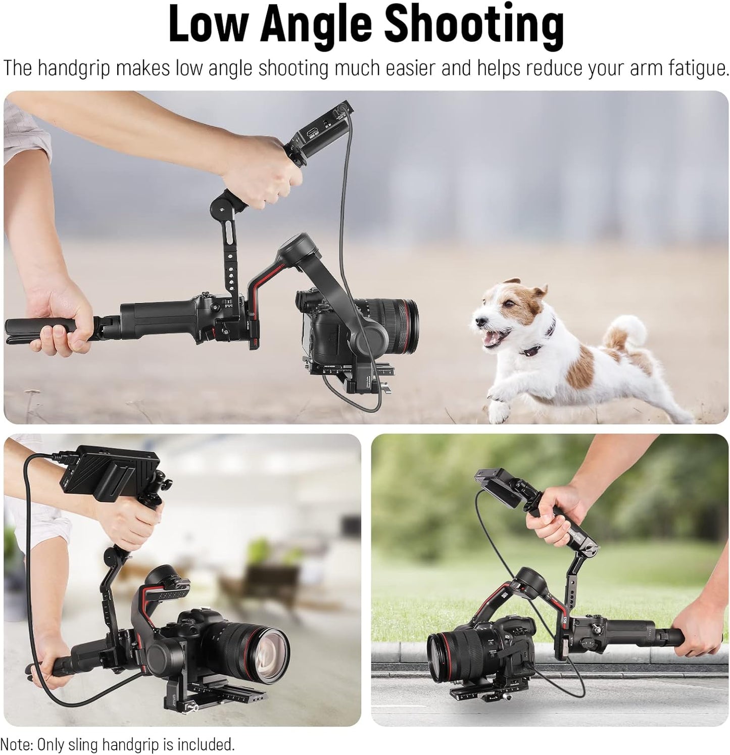 NEEWER Adjustable Sling Handle Grip Compatible with DJI Ronin RS4 RS3 Mini RS 3 Pro RS 2 RSC 2 Gimbal Stabilizer for Low Angle Shot, Max Load 13.2lb, ST49