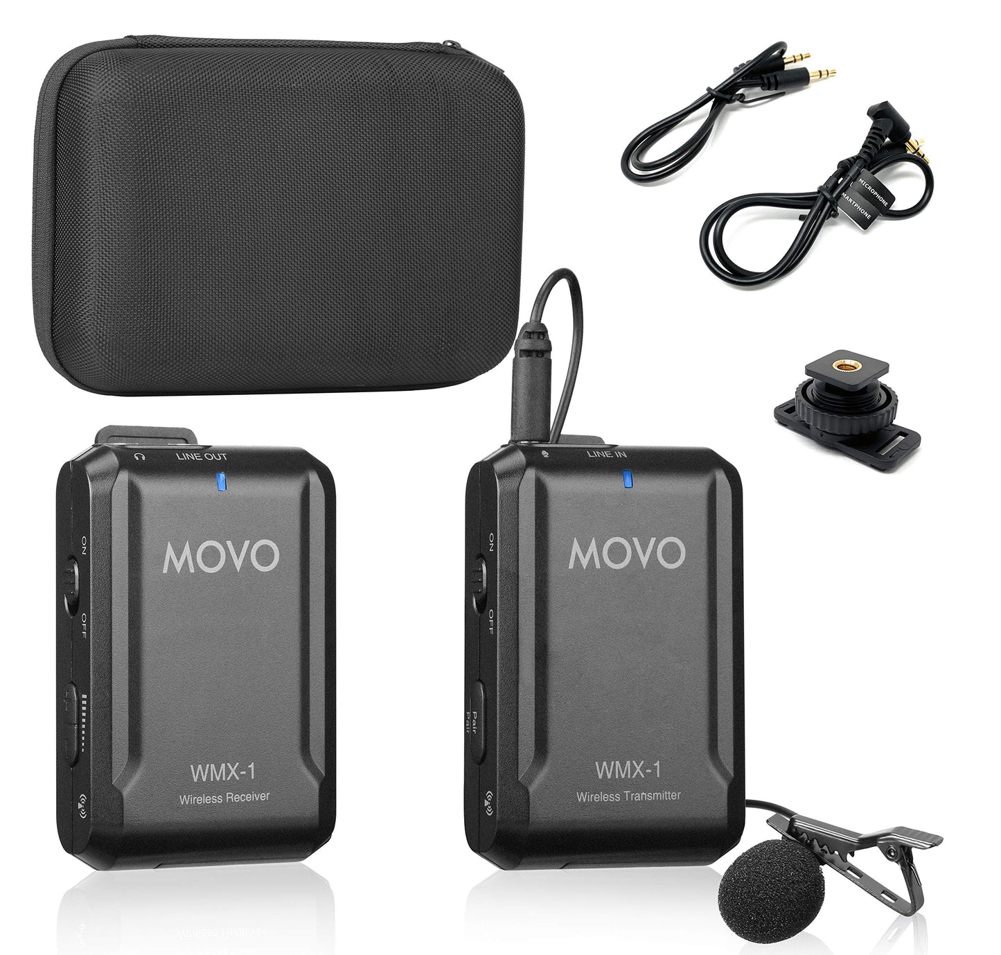Movo WMX-1-DUO 2.4GHz Dual Wireless Lavalier Microphone System, Compatible with DSLR Cameras, Camcorders, iPhone, Android Smartphones, and Tablets, 200ft Audio Range, Great for Teaching Tutorials