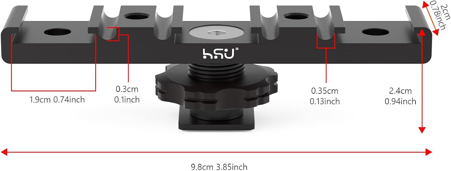 HSU Cold Shoe Mount Bracket, Triple-Head Hot Shoe Mount, 1/4 Screw Port, Aluminum Cold Shoe Plate Adapter with Cable Slot Bayonet for Microphone, Led Video Light, Monitor