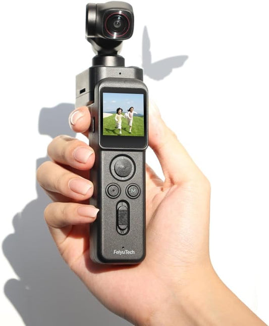 Feiyu Pocket 3 Cordless Detachable 3-Axis Gimbal Camera with Zoom - 1/2.3" CMOS,130°FOV,4K 60FPS,AI Tracking, Portable Camera Stabilizer for Video Recording,Extreme Sport/Riding/Car/Travel