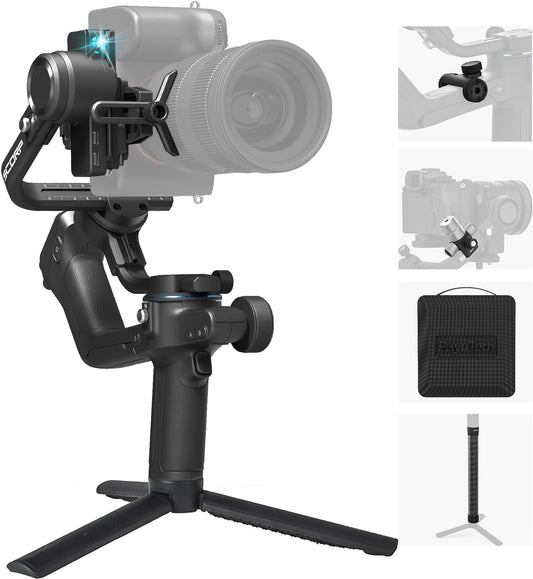 FeiyuTech SCORP 2 [Combo]: Camera Gimbal Stabilizer + Poratble Bag+ARRI Rosettes Gear+Carbon Fiber Bar,Built-in AI Tracker,1.3'' Touch Screen,for Sony/Canon/Nikon/Fujifilm Mirrorless&DSLR Camera