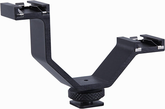Movo HVA20 DSLR Camera Dual Cold Shoe Mount Bracket for Lights, Monitors, Microphones and other Camera Accessories