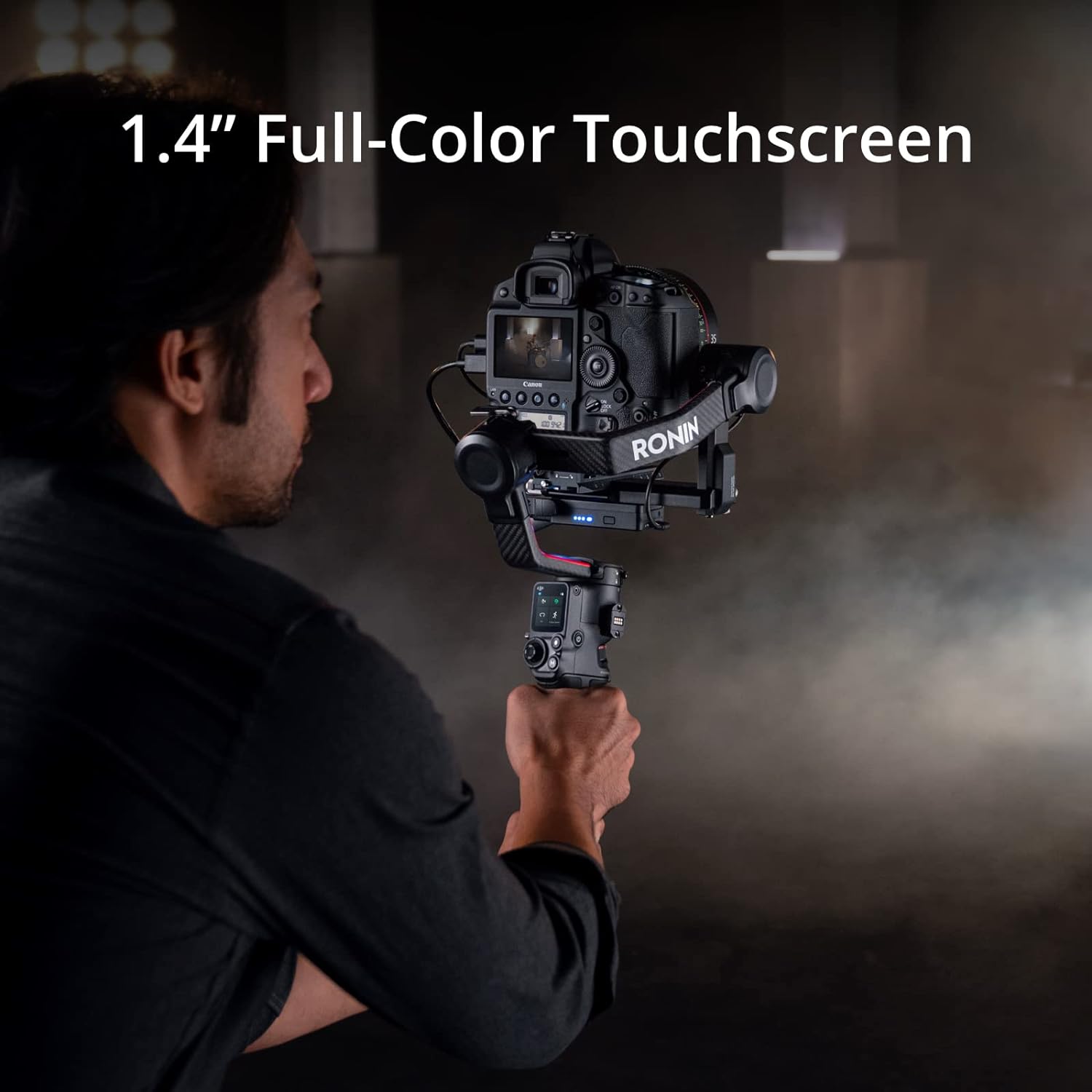DJI RS 2-3-Axis Gimbal Stabilizer for DSLR and Mirrorless Cameras, Nikon, Sony, Panasonic, Canon, Fuji, 10lbs Tested Payload, 1.4” Full-Color Touchscreen, Carbon Fiber Construction, Black (Renewed)