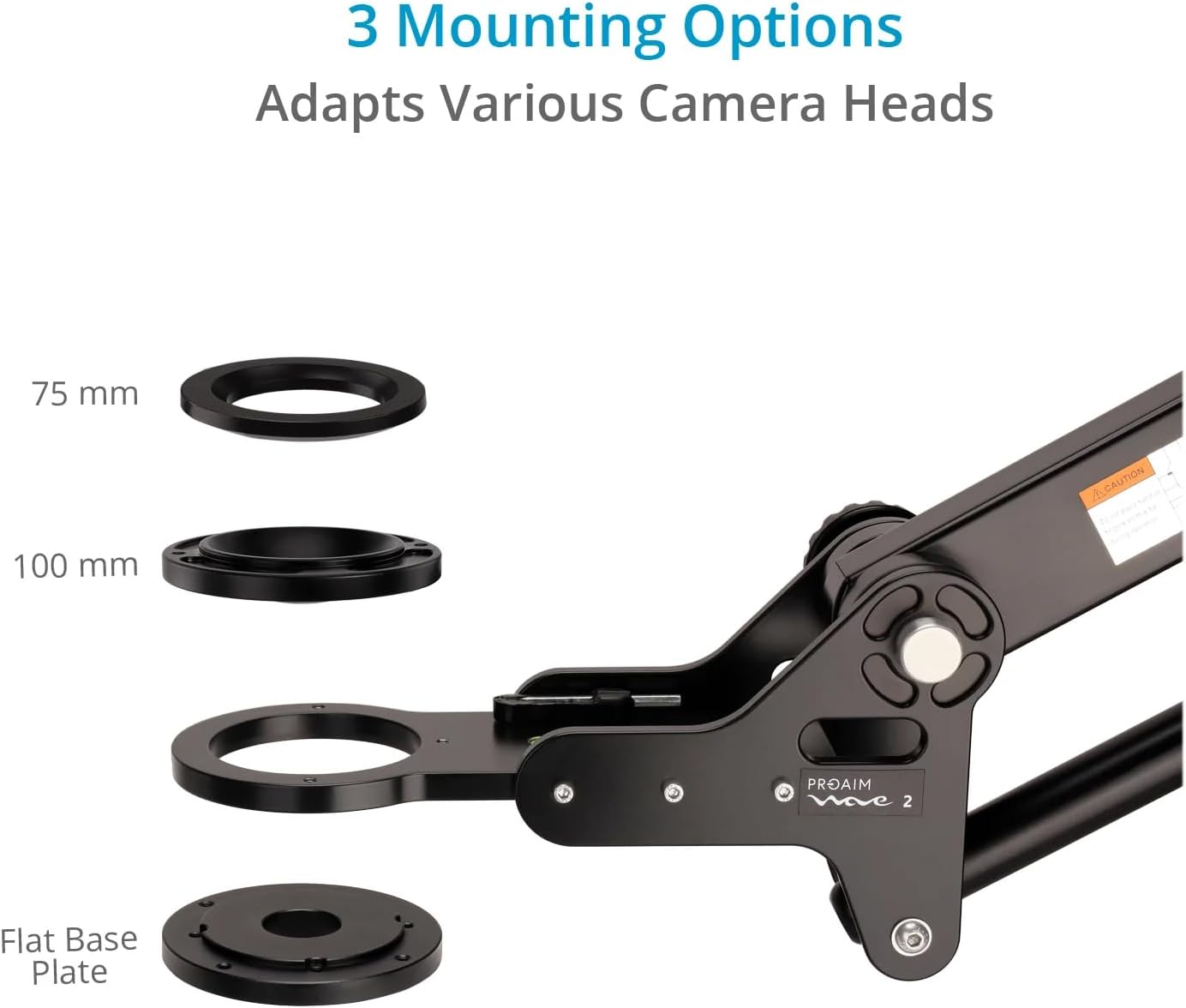 Proaim 7' Wave-2 Jib Crane for Camera, Gimbals & Pan Tilt Heads. for 75mm/100mm Fluid Heads. Payload up to 25kg / 55lb. Telescopic Design. 360° Panning Range (P-WV-2)