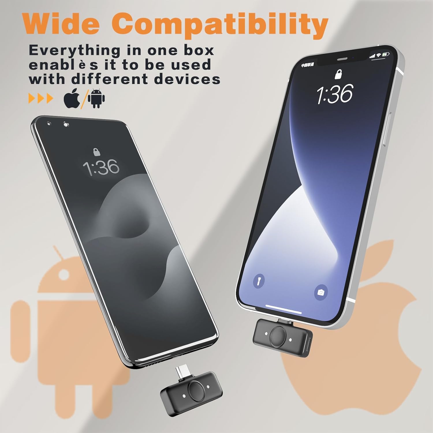 Lavalier Wireless Microphone for iPhone/Camera/PC/Laptop,Lightning/USB-C/Plug,Ultra-Low Latency,360° HD Recording,Intelligent Noise Reduction, Suitable for Video Recording and Streaming