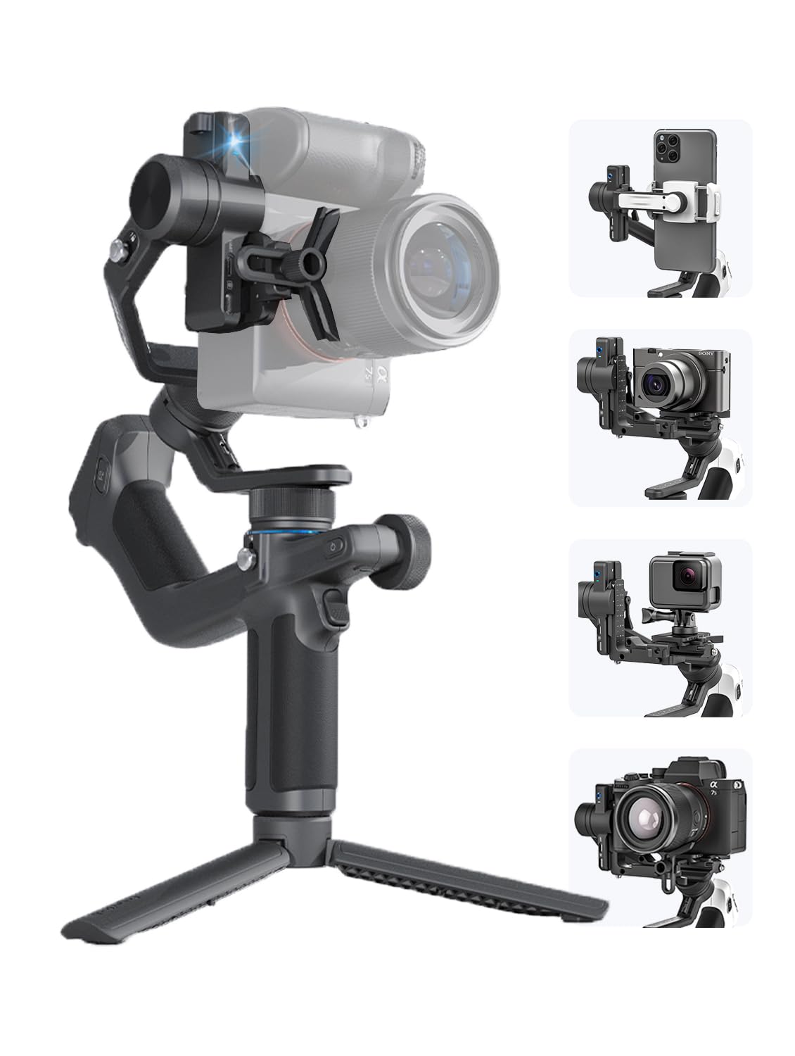 FeiyuTech SCORP 2 [Combo]: Camera Gimbal Stabilizer + Poratble Bag+ARRI Rosettes Gear+Carbon Fiber Bar,Built-in AI Tracker,1.3'' Touch Screen,for Sony/Canon/Nikon/Fujifilm Mirrorless&DSLR Camera