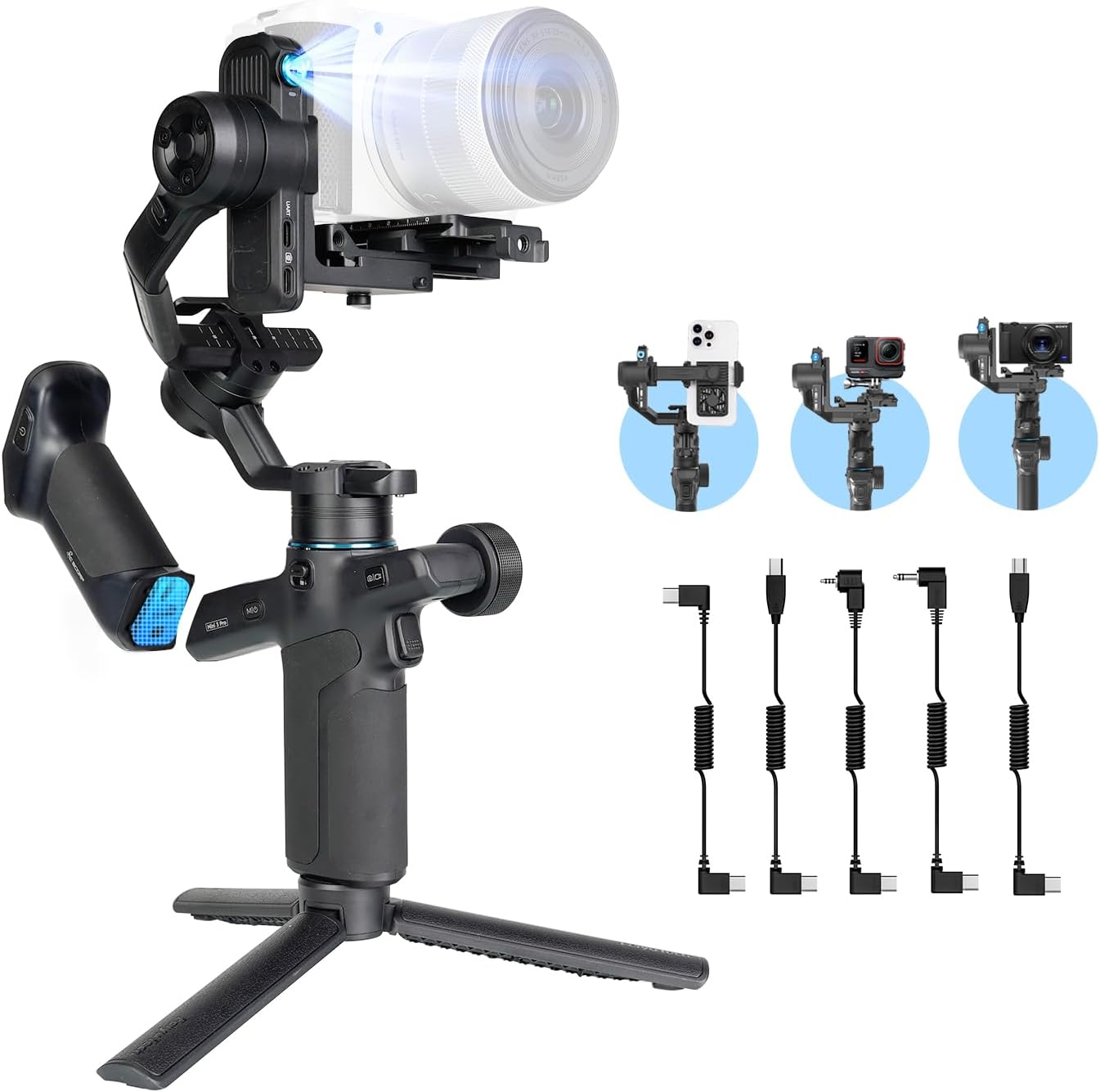 [Bundle] FeiyuTech SCORP Mini-3 PRO + Camera Cables All in One 3-Axis Camera Stabilizer,Built-in AI Track Sensor Handheld Gimbal Stabilizer