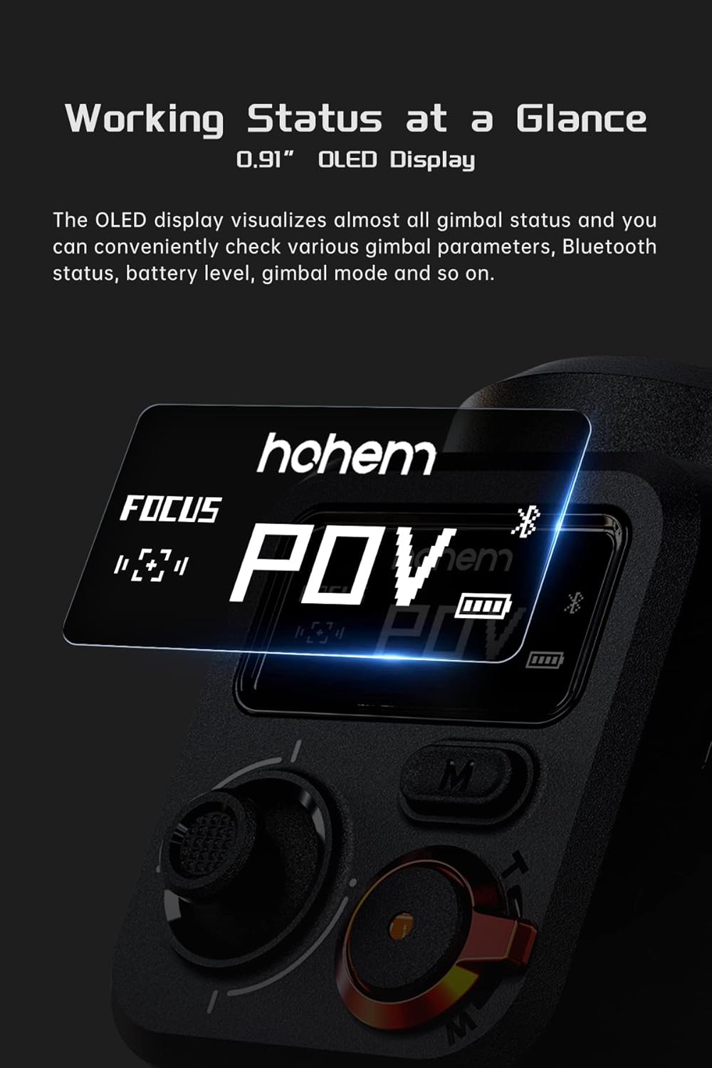 Hohem iSteady M6 Gimbal Stabilizer for Smartphone, 3-Axis Cell Phone Stabilizer Built-in OLED Display 400g Payload Reverse Charging Android and iPhone Gimbal with Inception Motion Timelapse