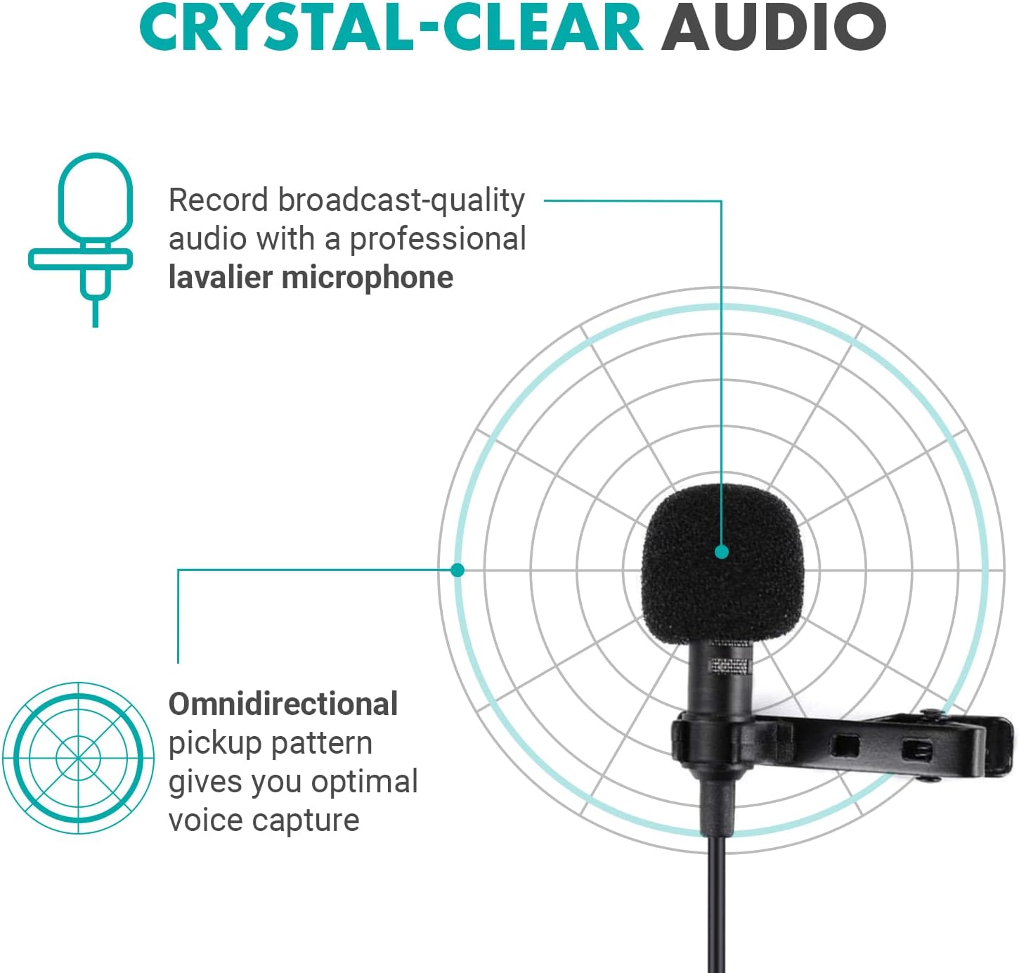 Movo Edge-OP Wireless Lavalier Microphone for Osmo Pocket 1 and 2 - Wireless Clip-on Lapel Mic, Transmitter, and Receiver Set for Video, Vlogging, Filming