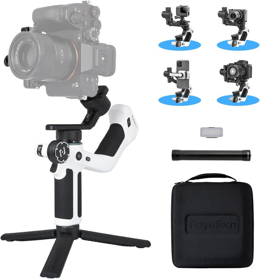 Feiyu SCORP Mini-2 Combo All-in-1 Gimbal Stabilizer for Cameras & Smartphones, 1.3" OLED Touchscreen, Integrated AI Tracking, 2.65lb Payload. 3-Axis Handheld Gimbal Compatible with GoPro, Sony, iPhone