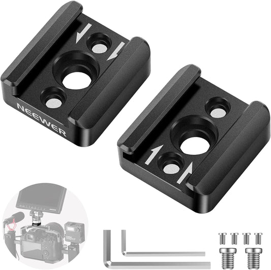 NEEWER 2 Pack Cold Shoe Mount Adapter, Cold Shoe Bracket with 1/4" Thread, Compatible with SmallRig DSLR Camera Cage Microphone LED Light Monitor and More, ST26