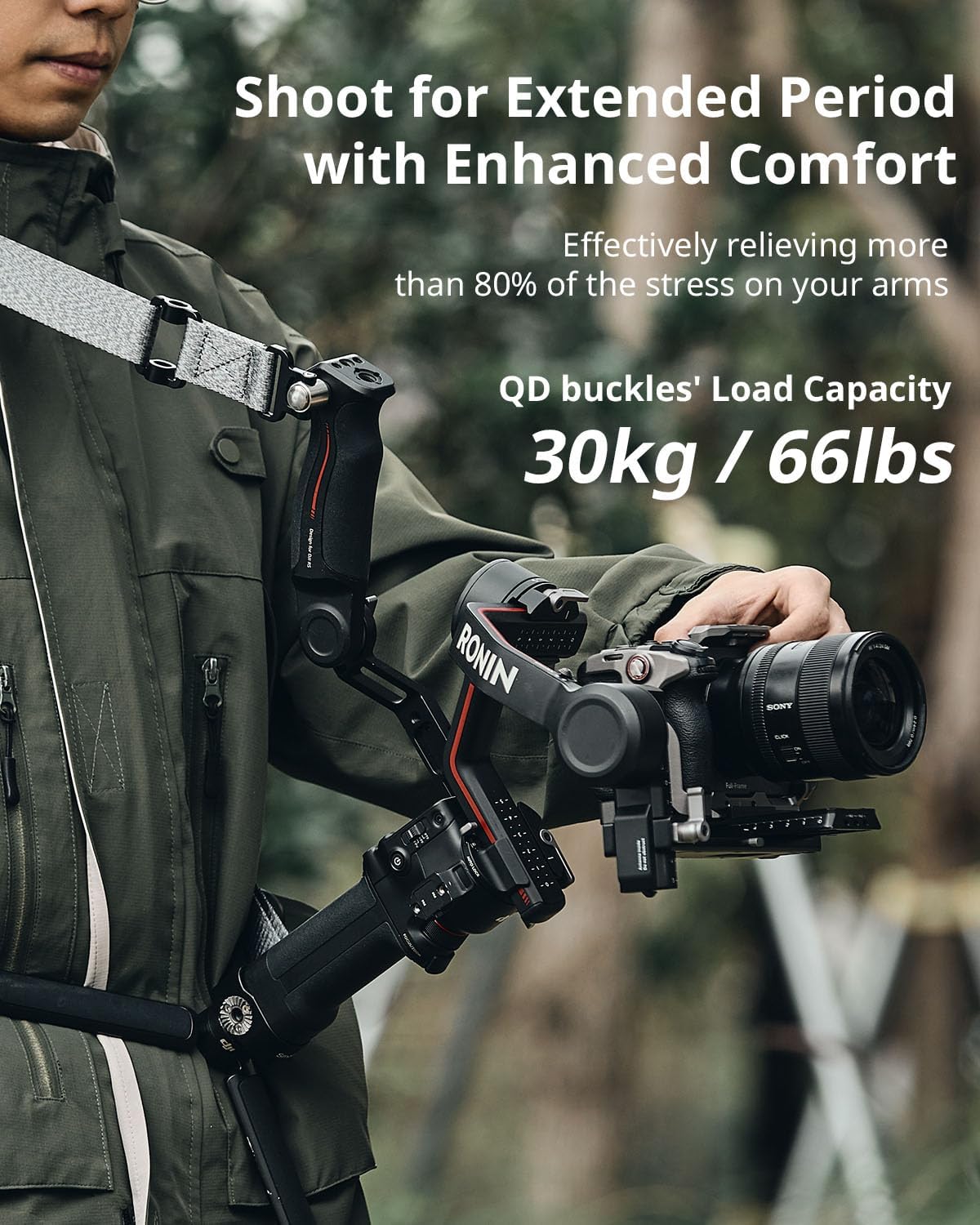 SmallRig RS3 RS2 Weight-Reducing Shoulder Strap Compatible with Sling Handle for DJI, Gimbal Belt with QD Quick Release Buckles for DJI RS4 / RS4 Pro/RS 3 / RS 3 Pro/RS 2