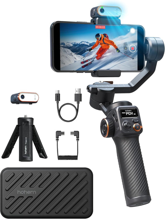 Hohem iSteady M6 Kit Smartphone Gimbal Stabilizer, Magnetic AI Tracking Sensor Fill Light, OLED Display, 3-Axis Phone Gimbal for iPhone Android, Phone Stabilizer for Video Recording, YouTube TikTok