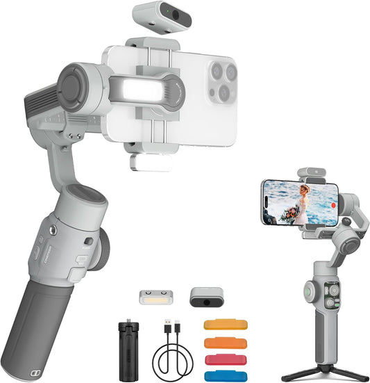 ZHIYUN CINEPEER Smooth 5E Combo Gimbal Stabiliser for iPhone, Android, Built-in Fill Light, Tripod, 3-Axis 300g Payload Phone Gimbal, Gesture Control, Vlogging Stabilizer for YouTube, TikTok