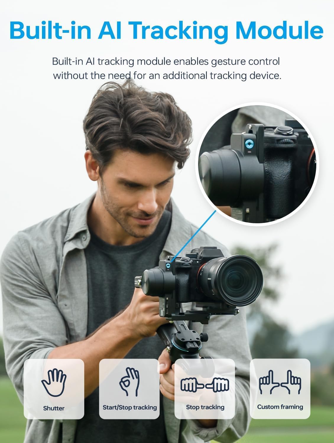 FeiyuTech SCORP 2 [Combo]: Camera Gimbal Stabilizer + Poratble Bag+ARRI Rosettes Gear+Carbon Fiber Bar,Built-in AI Tracker,1.3'' Touch Screen,for Sony/Canon/Nikon/Fujifilm Mirrorless&DSLR Camera