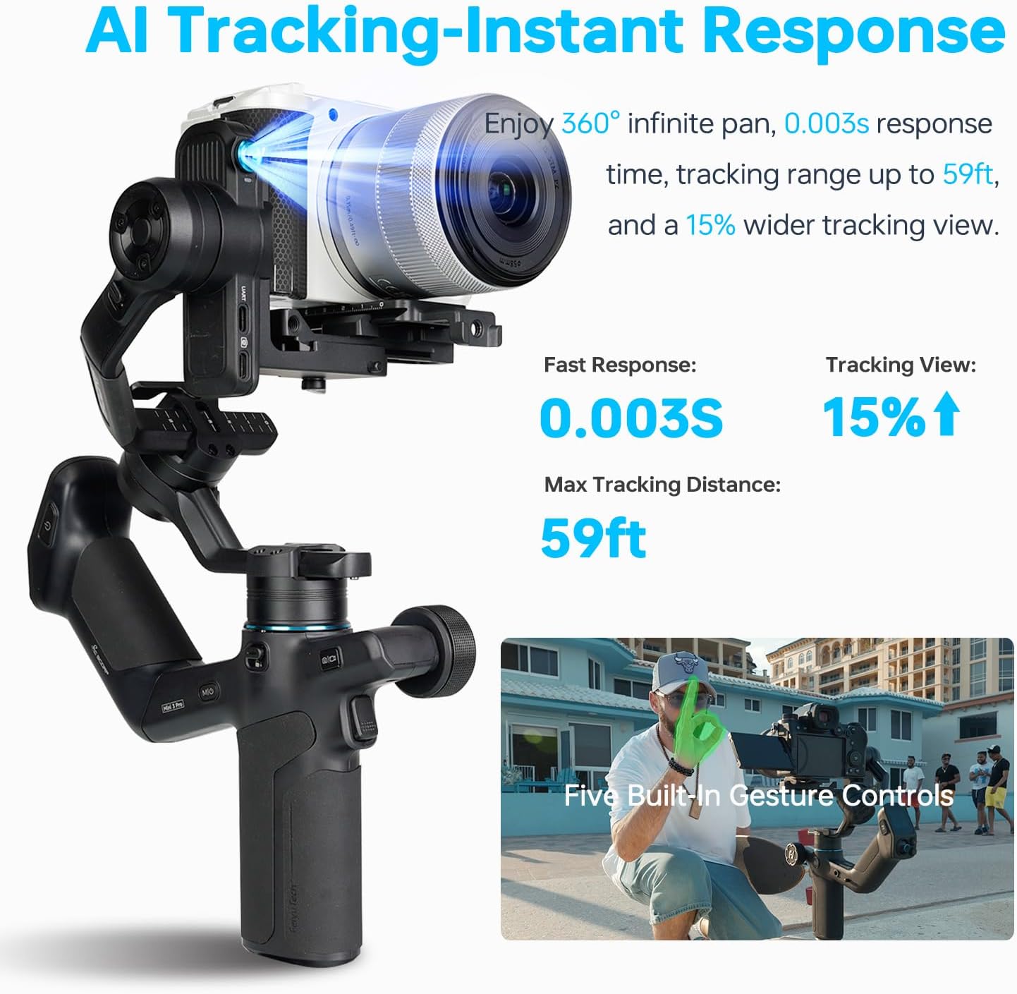 [Bundle] FeiyuTech SCORP Mini-3 PRO + Camera Cables All in One 3-Axis Camera Stabilizer,Built-in AI Track Sensor Handheld Gimbal Stabilizer
