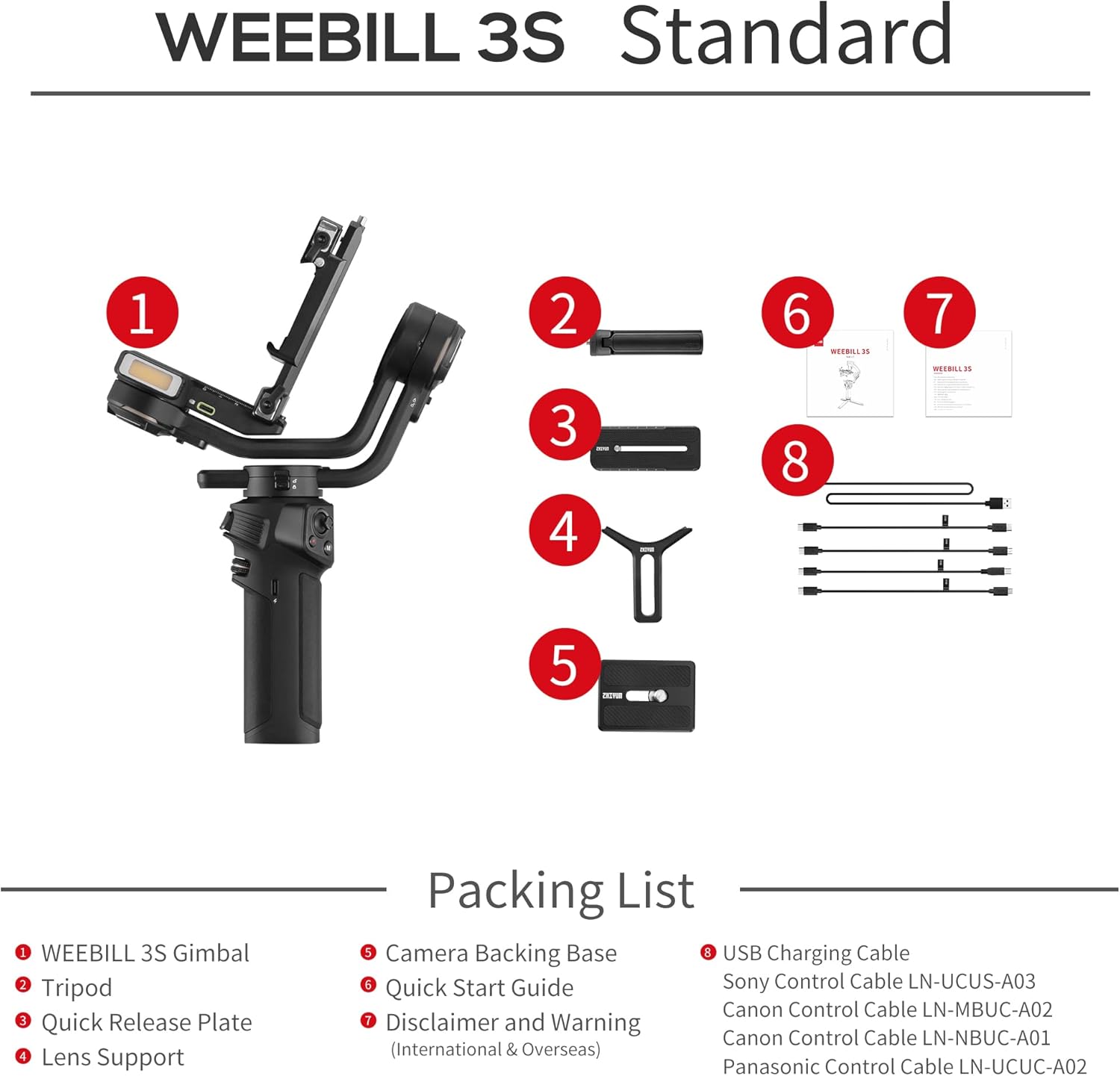 ZHIYUN Weebill 3S [Official] Gimbal Stabilizer for DSLR and Mirrorless Camera Canon/Nikon/Sony/Panasonic/Fujifilm,Fill Light,Native Vertical Shooting
