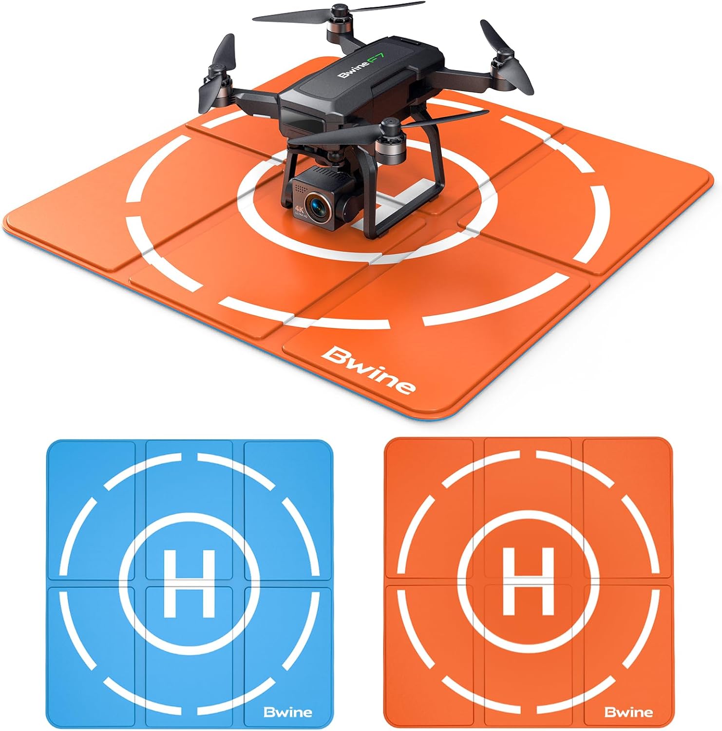 Bwine GPS 3-Aix Gimbal Foldable 4K Drone with Camera for Adults Beginners+Double-sided Waterproof Universal Portable Landing Pad