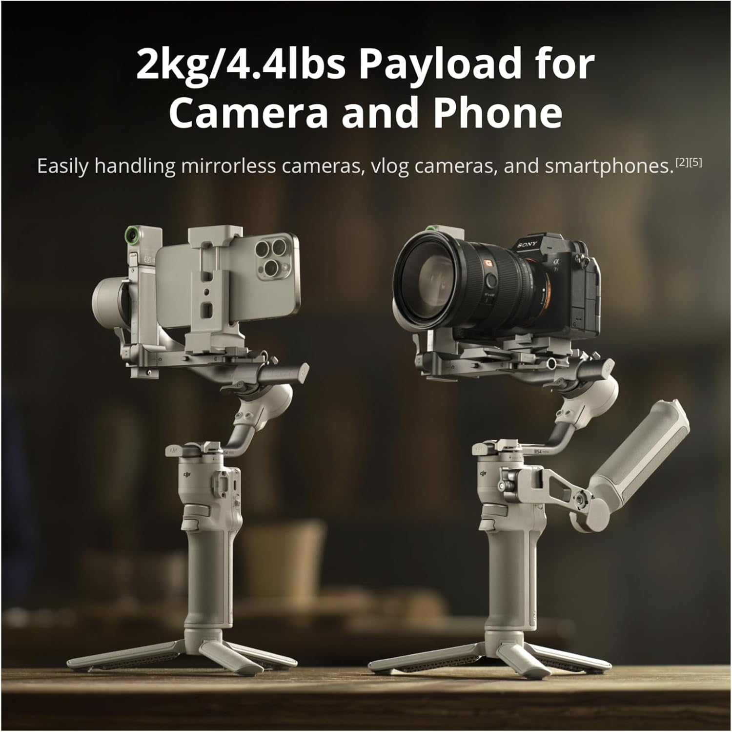 DJI RS 4 Mini Gimbal Stabilizer for Cameras with Auto Axis Lock and 4.4lbs Payload Bundle with Waterproof Hard Carrying Case (7 Items)