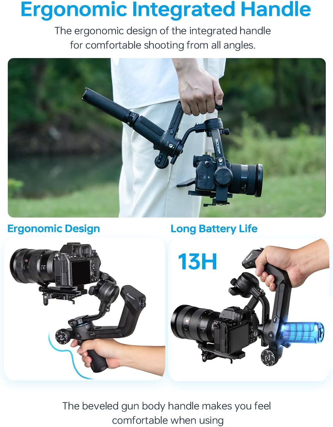 FeiyuTech SCORP 2 [Combo]: Camera Gimbal Stabilizer + Poratble Bag+ARRI Rosettes Gear+Carbon Fiber Bar,Built-in AI Tracker,1.3'' Touch Screen,for Sony/Canon/Nikon/Fujifilm Mirrorless&DSLR Camera
