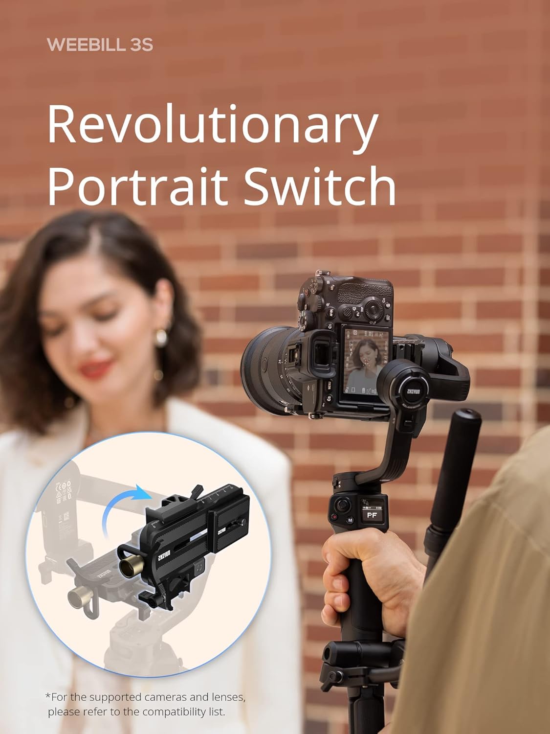 ZHIYUN Weebill 3S [Official] Gimbal Stabilizer for DSLR and Mirrorless Camera Canon/Nikon/Sony/Panasonic/Fujifilm,Fill Light,Native Vertical Shooting