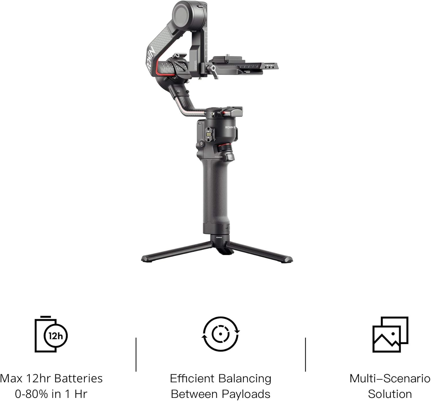 DJI RS 2 Full-Color LCD Touchscreen Gimbal Stabilizer with Cinematic Sharpness, Titan Stabilization Algorithm, Carbon Fiber Axis Arm, and Built-in Front Dial (Renewed)
