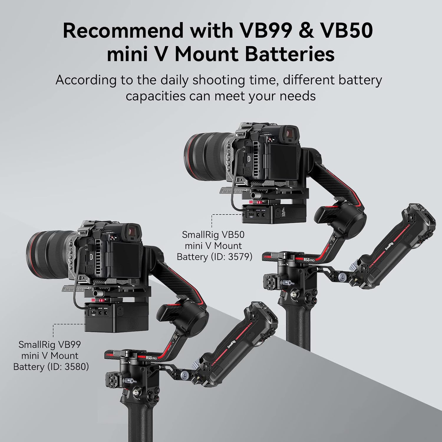 SMALLRIG Mini V Mount Battery Plate for DJI RS 3 / RS 3 Pro/RS 2 / RSC 2 Gimbals, Comes with V-Lock, Cold Shoe & 1/4"-20 Threaded Holes for V Mount Battery & NP-F Battery - 4189