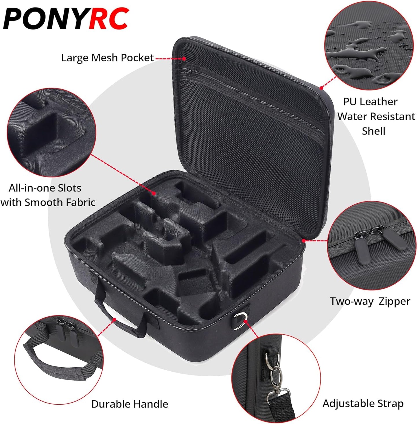 RS 4 Carrying Case, Waterproof Portable PU leather Storage Shoulder Bag Travel Case for DJI Ronin RS 4/ RS 4 Combo, 3-Axis Gimbal Lightweight Stabilizer and Accessories