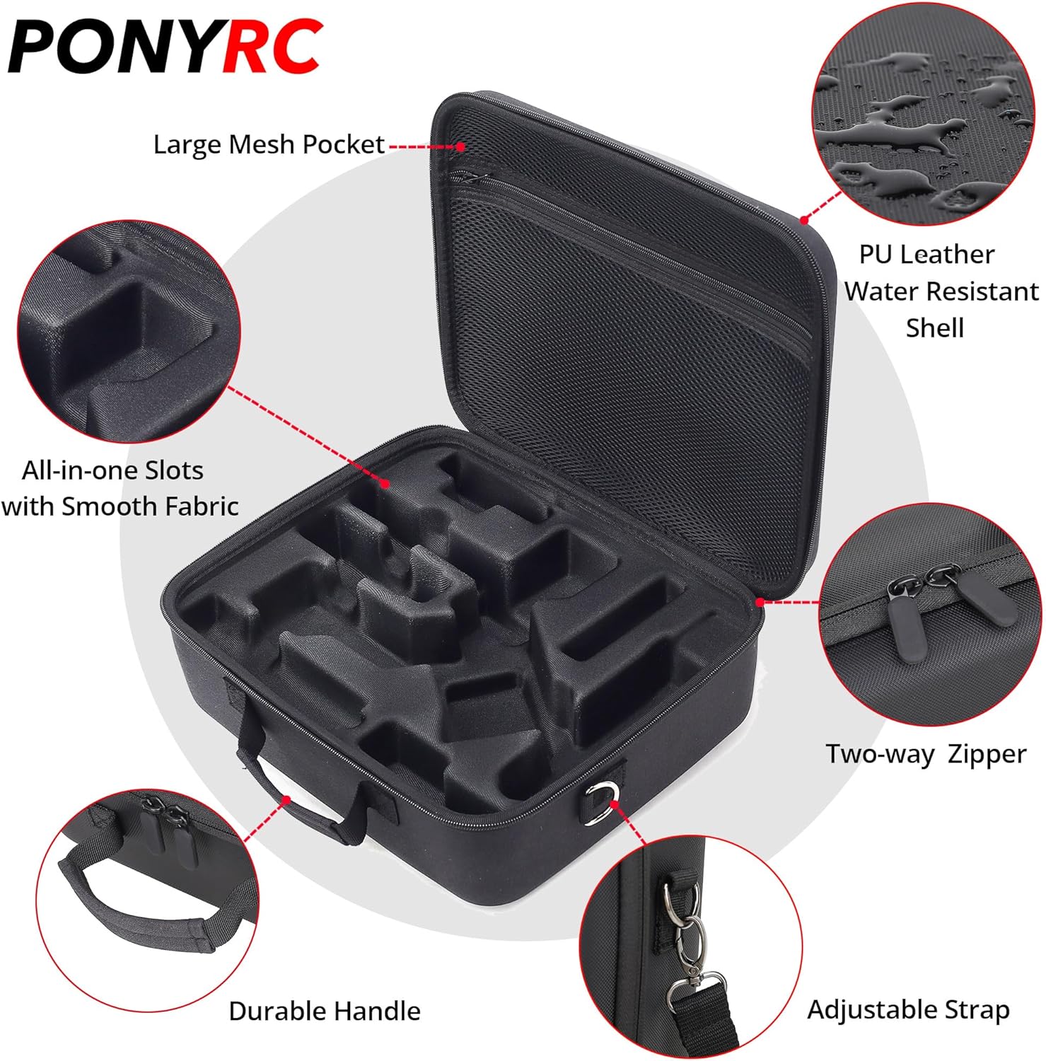 RS 4 Carrying Case, Waterproof Portable PU leather Storage Shoulder Bag Travel Case for DJI Ronin RS 4/ RS 4 Combo, 3-Axis Gimbal Lightweight Stabilizer and Accessories