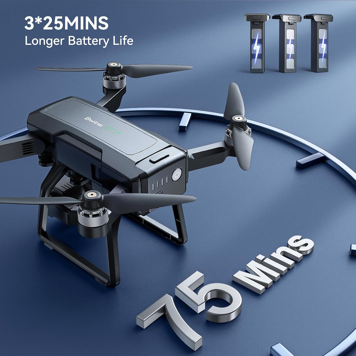 Bwine GPS 3-Aix Gimbal Foldable 4K Drone with Camera for Adults Beginners+Double-sided Waterproof Universal Portable Landing Pad