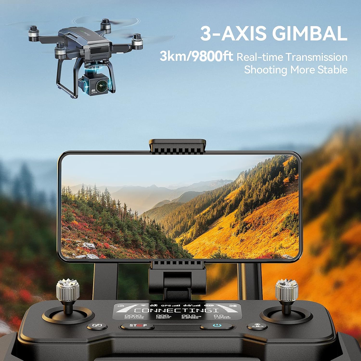 Bwine GPS 3-Aix Gimbal Foldable 4K Drone with Camera for Adults Beginners+Double-sided Waterproof Universal Portable Landing Pad