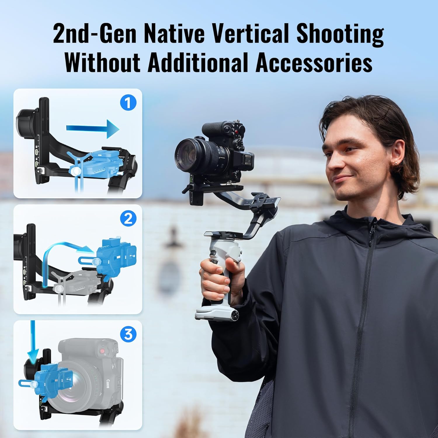 ZHIYUN Crane 4E [Official] Gimbal Stabilizer for Camera, Handheld 3 Axis DSLR Gimbal Stabilizer for Canon/Nikon/Sony with Tripod, Native Vertical Shooting, Video Recording, Specialty Expansion