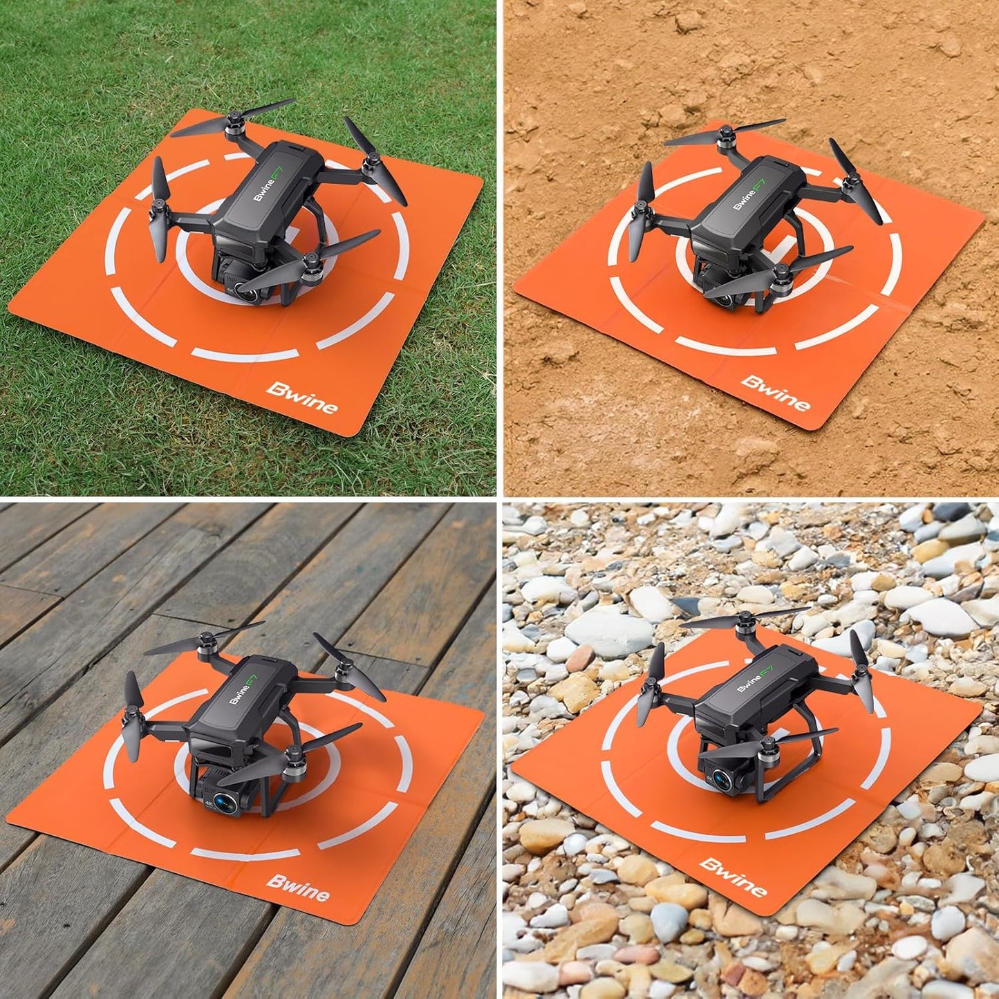 Bwine GPS 3-Aix Gimbal Foldable 4K Drone with Camera for Adults Beginners+Double-sided Waterproof Universal Portable Landing Pad